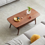 Center Table Low Table 100% Solid Oak Wood Top Plate Desk Coffee Table Width 80 x Depth 50 x Height 44 cm Study Desk Work From Home Easy To Assemble Walnut Color Wood With Storage Shelf