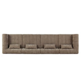 145.5 Inch Modular Full-Compressed Sectional Sofa, Espresso Polyester Upholstered Modular Sofa with 4 Pieces, Compressed Sponge Modular Couch for Living Room