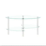 Transparent Oval glass coffee table, modern table with stainless steel  leg, tea table 3-layer glass table for living room
