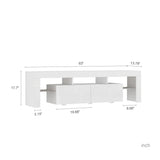 High gloss TV Stand with LED Lights for TVs up to 65'', Modern TV Console with Storage Cabinets for Living Room