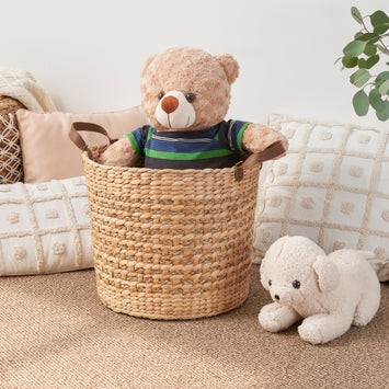 Isidore Water Hyacinth Woven Round Multi Use Storage Basket - 15.7