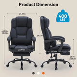 Office Chair with Foot Rest, Executive Office Chair with Arms, Reclining Computer Chair with Wheels and Lumbar Support, PU Leather Comfy Swivel Chair for Home Office