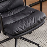 Office Chair,Mid Back Home Office Desk Task Chair with Wheels and Arms Ergonomic PU Leather Computer Rolling Swivel Chair with Padded Armrest,The back of the chair can recline 40° (Black),SW1741BK