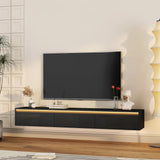 Floating TV Stand, Wall Mounted TV Shelf with Led Lights & Power OutletTV Cabinet for Black tv Stands for Living Room