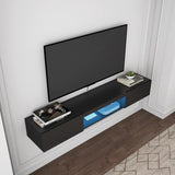 Floating TV Stand Wall Mounted with 16 Color LEDs,63" Modern TV Stand, Floating TV Cabinet Entertainment Center for 55 60 65 Inch TV,Black