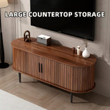 TV Stand, 47" Modern TV Console Table with Storage Compartment and Sliding Door, Gaming Entertainment Center with Cabinet for Living Room, Bedroom, Office (Walnut)