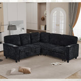 L-Shaped Sofa with Pull Out Sofa Bed, Sleeper Sofa Couch Bed with Storage Seat, 5 Seat Sectional Sofa Bed with USB, Sectional Sofa Couch for Living Room, Apartment, Charcoal Grey