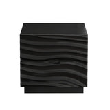 Solid Wood Nightstands Set of 2, Bedside Table with 2 Drawers, No Handles, Sofa End Table for Living Room, Bedrooms,Black