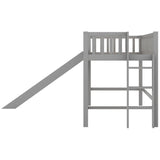 Twin Size Low Loft Bed with Ladder and Slide, Gray(OLD SKU:WF196418AAE)