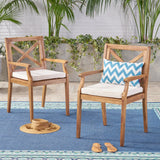PERLA DINING CHAIR,2PCS with 2 Cream Cushions,for Backyard, Poolside, Garden