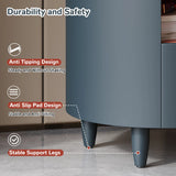 Contemporary & Modern Round Nightstand with Storage Drawer, Sofa End Table with Open Storage Shelf, Bedside Table with Curved Design for Living Room & Bedroom, Easy Assembly, Blue