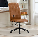 Antique brown PU leather color office chair 2 SETS, with armrest, high backrest, 360 degree swivel , up and down adjustable gaslift,black powder coated frame,five star base, black wheels
