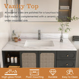 43 Inch Marble Vanity Top, White Vanity Top with 1 Pre-drilled Faucet Holes, Bathroom Vanity Top with Undermount Rectangular Middle Sink and 4" Height Backsplash,  Bianco Carrara Venato