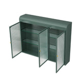 3 Door Arched Wall Mounted Glass Cabinets for Kitchen, Living Room and Bathroom(Dark green)