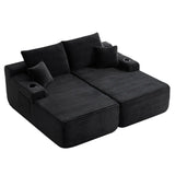 69" Cloud Sectional Couch, L-Shape Chaise with R-Shape Chaise with Deep Seat and Comfortable 2 Seater Couch for Modern Living Room,(Plush  Fabric),Black