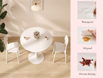 Modern Round Dining Table, ∅31.5'' Kitchen Dining Room Furniture, Coffee Table, Leisure Table, Living Room Table, Oval Dining Table, WHTIE