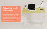 Adjustable study desk suitable for children and adults, height-adjustable, multifunctional home office desk, compact design, desktop dimensions: 60cm × 100cm, white frame with natural wood-colored tab