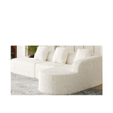 111.8-inch L-shaped curved modular sofa, modern design featuring lychee-textured long-pile polyester fabric, curved backrest with three pillows