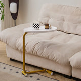 2-pieces White C-shaped Side Table, C Shaped End Table, Side Table for Couch and Bed, Small Side Table for Small Spaces