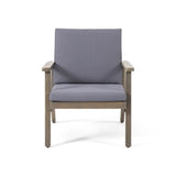 Outdoor Acacia Wood Club Chairs with Cushions (Set of 2)