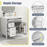 30'' Bathroom Vanity with Top Sink, Modern Bathroom Storage Cabinet with 2 Drawers and a Tip-out Drawer, Single Sink Bathroom Vanity