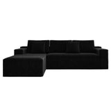 104.3*68.9"Modular sectional sofa seat,Upholstered compressed couch for living room,Bedroom,Apartment,No assembly required,2PC free combination,Plush corduroy fabric,BLACK