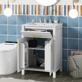 24"Bathroom Vanity Combo with Ceramic sink, Luxurious Space-Saving Vanity - W24"*D18"*H34"inch, 2 Soft Close Doors