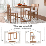 TOPMAX Farmhouse Counter Height 5-Piece Dining Table Set with 1 Rectangular Dining Table and 4 Dining Chairs for Small Places,Brown