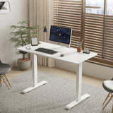 55"×24" White Double Beam Electric Standing Desk Height Adjustable Desk for home and office Standing desk frame with Sliced Board