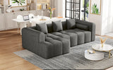 101.2"  Sectional Sofa Full-Compressed Sofa Modular Sofa Couch Free-combined Sofa with Deep Seating  and Two Side Pockets for Living Room, Grey