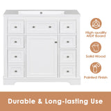 36" Bathroom Vanity without Sink, Cabinet Base Only, One Cabinet and Six Drawers, White