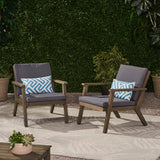 Outdoor Acacia Wood Club Chairs with Cushions (Set of 2)