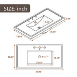 36" Bathroom Vanity with Sink Combo, Bathroom Cabinet with Drawers, Solid Frame and MDF Board, Grey (Old Sku:JL000007AAE)