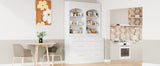 [Assembly Video Provided] TOPMAX Modern 83.7inch High Kitchen Pantry, Freestanding Tall Kitchen Hutch with Faux Marble Top,Cupboard Cabinet with 5 Storage Drawers and Adjustable Shelf, Set of 2, White