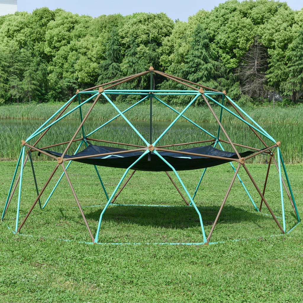 12ft Geometric Dome Climber Play Center, Kids Climbing Dome Tower with Hammock, Rust & UV Resistant Steel Supporting 1000 LBS