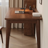 Solid Wooden Desk,63 x 19.7 Inch Desks, Rubberwood Mid Century Modern Desks, Small Writing Desk for Bedroom,Small Spaces - Walnut Color