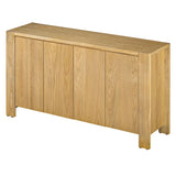 TREXM Buffet Cabinet with Storage, 4-Door Retro Wood Sideboard with Distressed Finish and Adjustable Shelves for Dining Room, Kitchen, and Living Room (Natural)