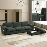 [VIDEO]96.5'' L-Shaped Sectional Sofa with Storage Ottoman and Pockets, Adjustable Phone Holder, USB Charger, Elephant Ear-Shaped Armrests, Comfy Seat for Living Room&Apartment, Chenille, 3 Colors