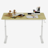Adjustable study desk suitable for children and adults, height-adjustable, multifunctional home office desk, compact design, desktop dimensions: 60cm × 120cm, white frame, natural wood-colored tableto
