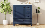 30" Bathroom Vanity with Sink, One Door with Shelf and Three Drawers, Soft Close Door, Black