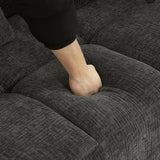 101.2"  Sectional Sofa Full-Compressed Sofa Modular Sofa Couch Free-combined Sofa with Deep Seating  and Two Side Pockets for Living Room, Grey