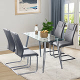 Modern Dining Chairs with Faux Leather Padded Seat Dining Living Room Chairs Upholstered Chair with Metal Legs Design for Kitchen, Living, Bedroom, Dining Room Side Chairs Set of 6 (Grey+PU)C-001