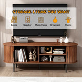 TV Stand, 55" Modern TV Console Table with Storage Compartment and Sliding Door, Gaming Entertainment Center with Cabinet for Living Room, Bedroom, Office (Walnut)
