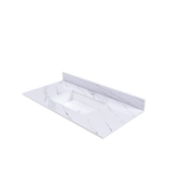 43 Inch Marble Vanity Top, White Vanity Top with 1 Pre-drilled Faucet Holes, Bathroom Vanity Top with Undermount Rectangular Middle Sink and 4" Height Backsplash,  Bianco Carrara Venato