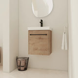 18'' Floating Wall-Mounted Bathroom Vanity with Ceramic Sink & Soft-Close Cabinet Door, For Small Bathroom
