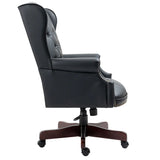 Executive Office Chair Comfortable Desk Chair - Ergonomic Design - Thick Padded Seat and Backrest - PU Leather Desk Chair with Smooth Glide Caster Wheels, 1 Pack Black
