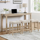 4-Piece Bar Table Set with Power Outlet, Dining Bar Table and Chairs Set,Bar Table Set with 3 Padded Stools for Living Room, Dining Room, Game Room, Brown