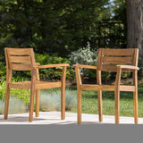 STAMFORD Dining Chairs Set of 2,Acacia Wood Patio Armchair,for Backyard, Poolside, Garden,Teak