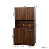 70.87" Tall Wardrobe& Kitchen Cabinet, with 6-Doors, 1-Open Shelves and 1-Drawer for bedroom,Walnut