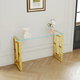 Console Table Stainless Steel Glass,Meal side table Golden Clear  bs-02